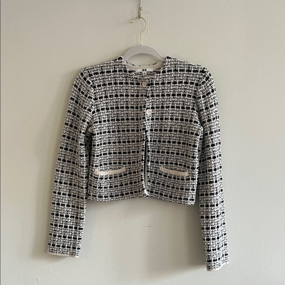 Uniqlo Black and White Tweed Blazer
